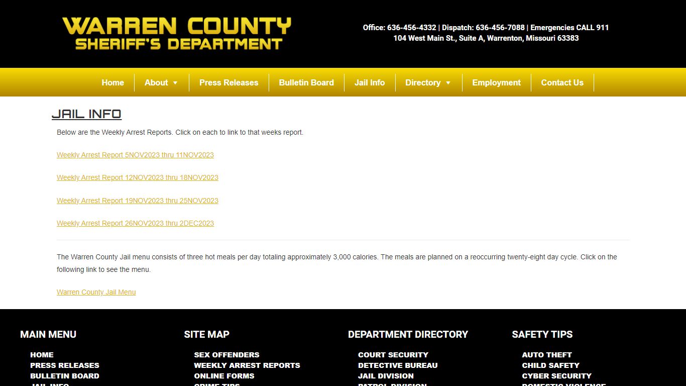 Jail Info – Warren County Sheriff Department