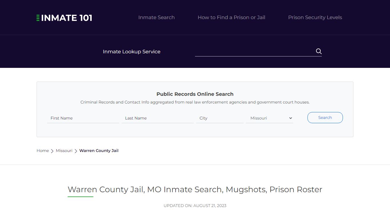 Warren County Jail, MO Inmate Search, Mugshots, Prison Roster